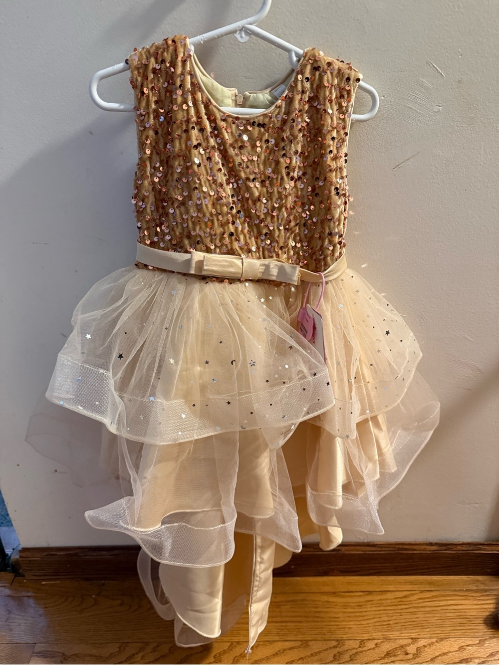 Gold girls Sequined and Star dress